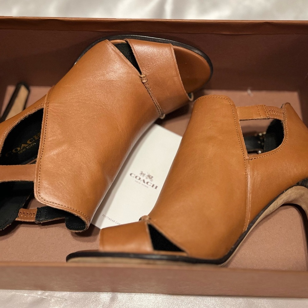 Coach Tan Heels with Cut-Out Design and High Heel